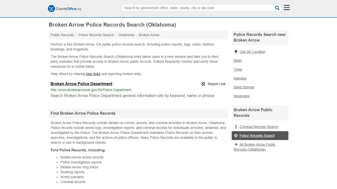 Police Records Search - Broken Arrow, OK (Accidents & Arrest Records)